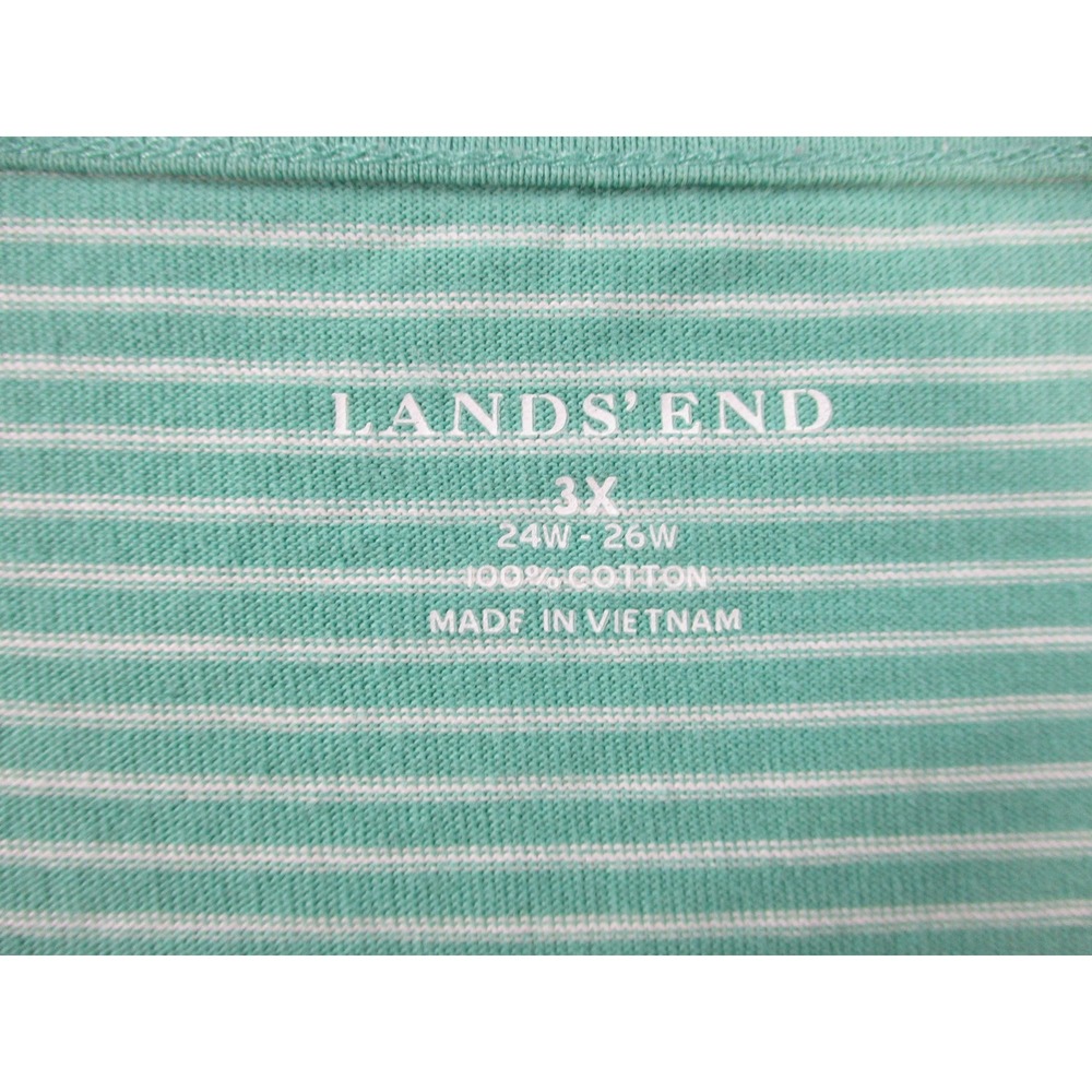 Lands‎ End Womens 3X Green White Striped Square Neck Cotton T-Shirt 67510163411 - Picture 3 of 10